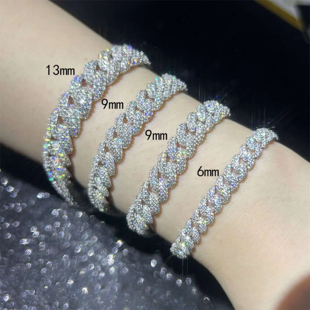 pass tester bracelets sterling sier GRA VVS D Moissanite Cuban link Chain Fine Jewelry Bracelet