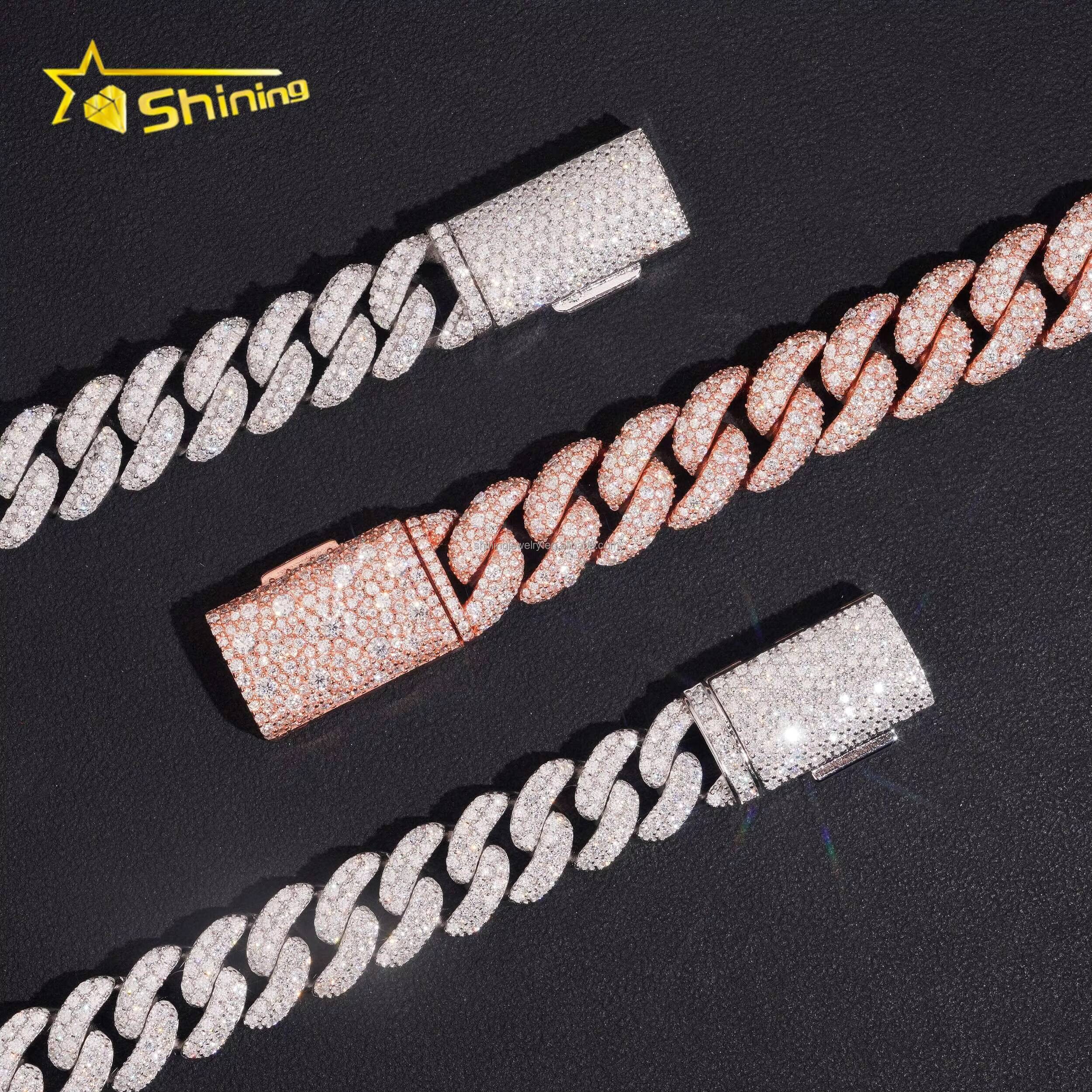 New Designs Fashion New Trendy Luxury Hip Hop 13mm 14mm VVS1 Moissanite Diamond Iced Out S925 Silver Man Miami Cuban Bracelet