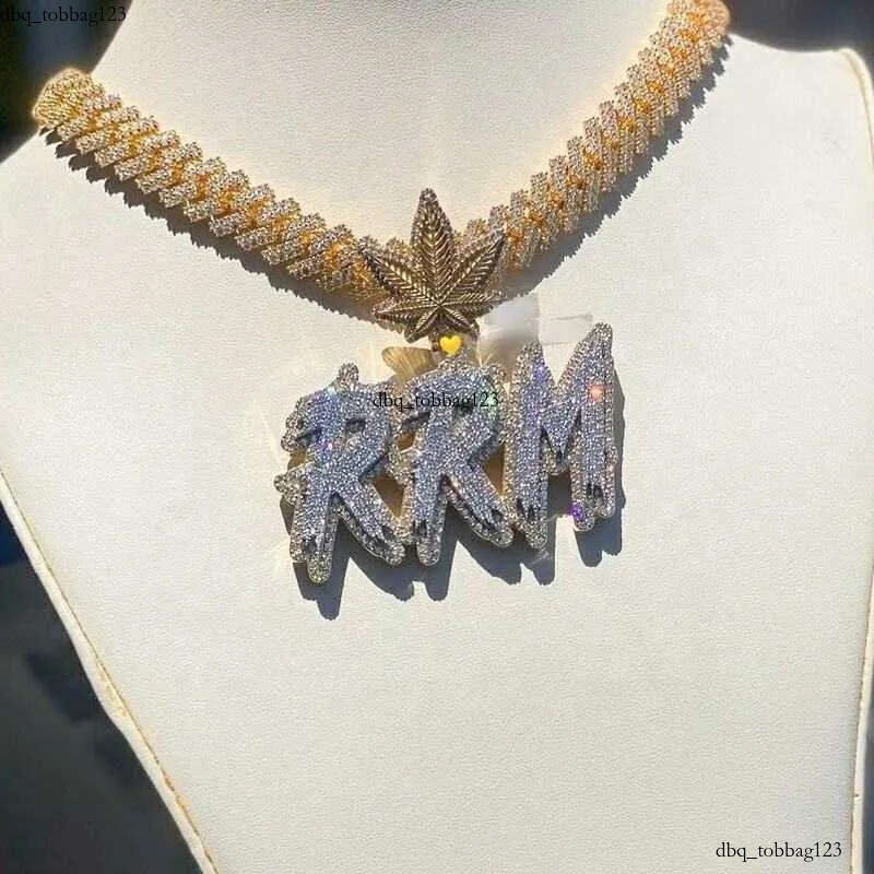 Custom Initial Letter Chain Customized Full Iced Out S Charm Vvs Def Moissanite Dia Name Pendant Necklace