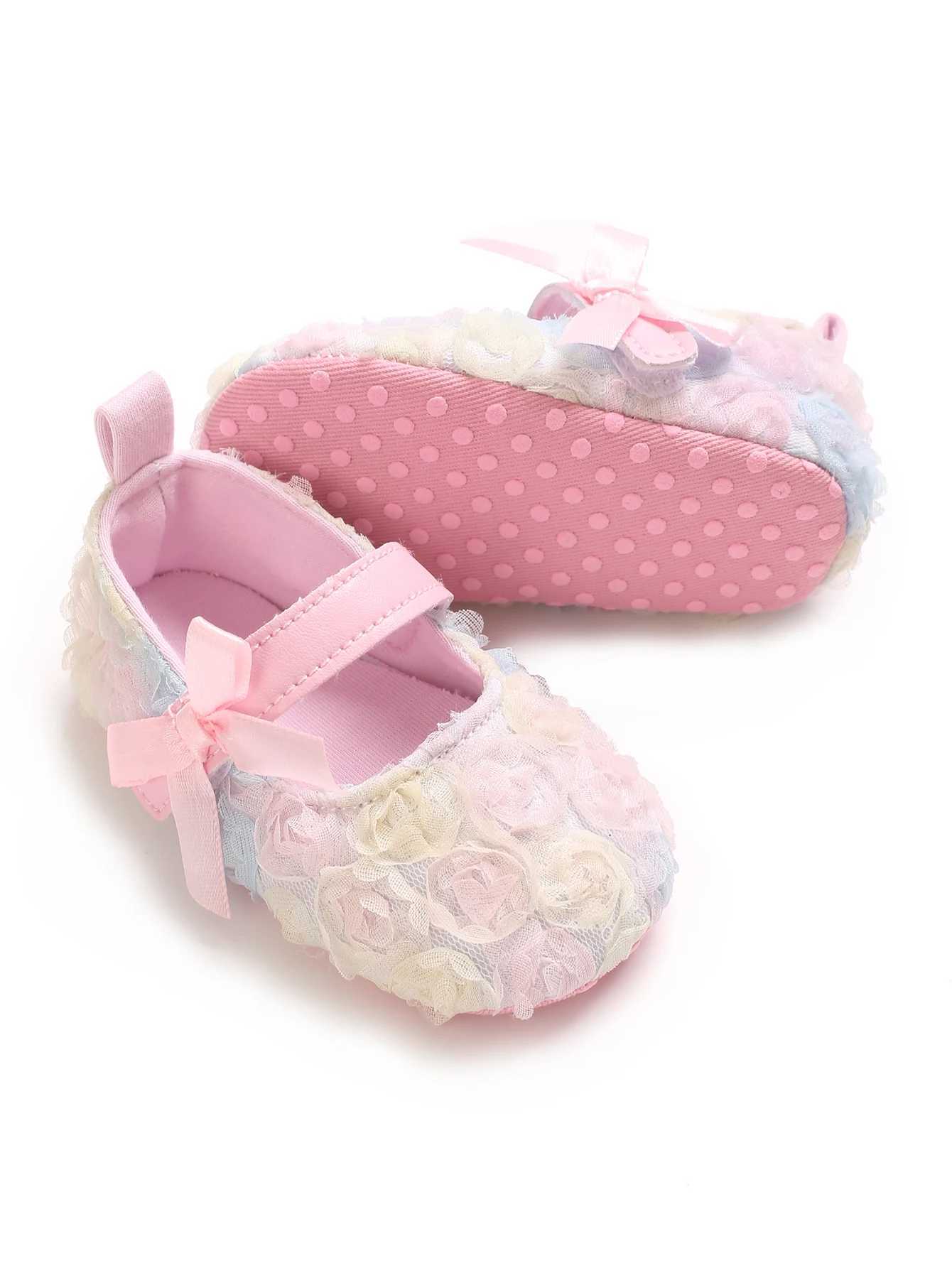 Girls Floral Lace Princess Flats SlipOn BowKnot Casual Shoes NonSlip Infant Crib Sneakers SpringFall Fabric Upper with CJ250930