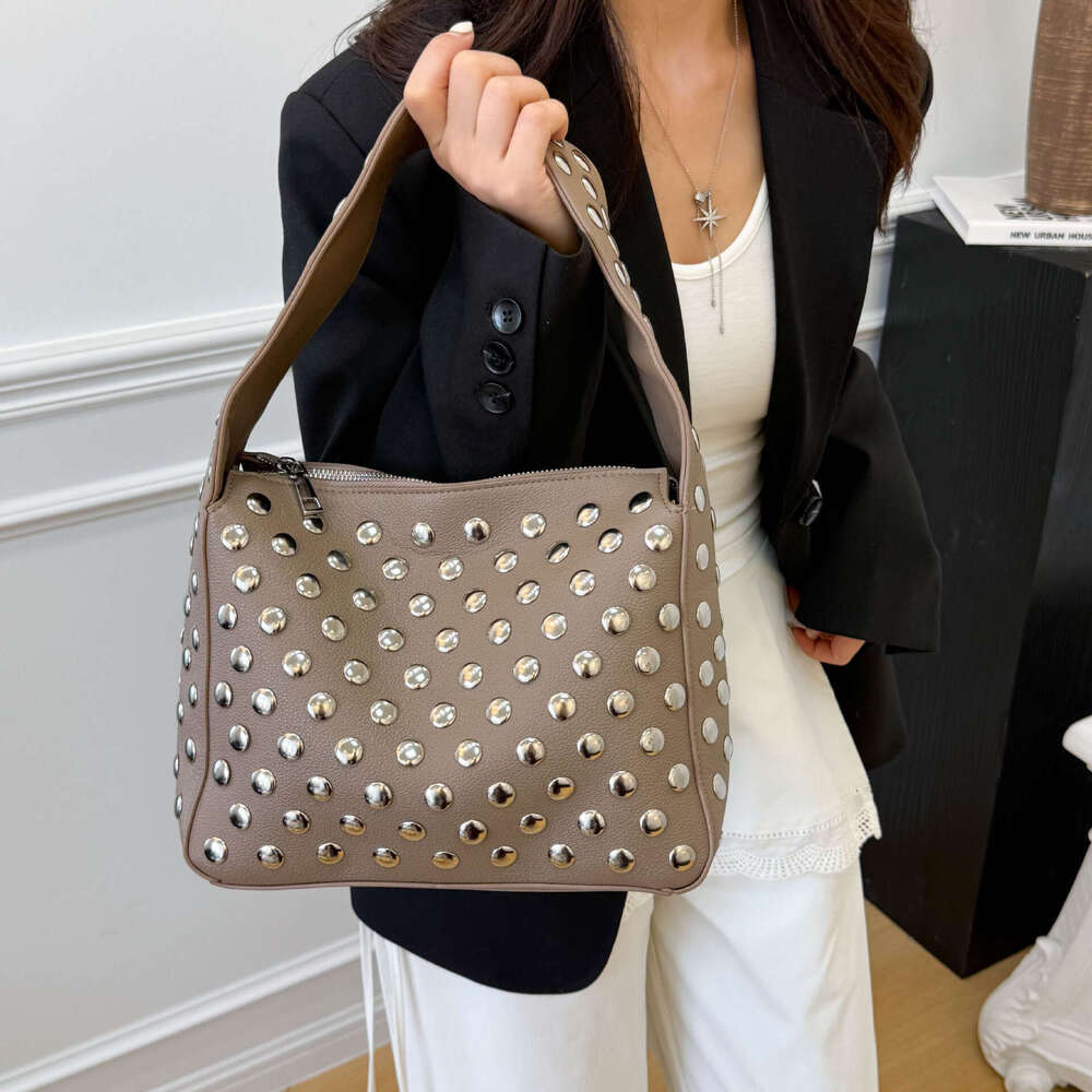 designer bag Luxury bag Rivet Handbag Hot Girl Bags Underarm Punk Trendy Versatile Women's Square Bag