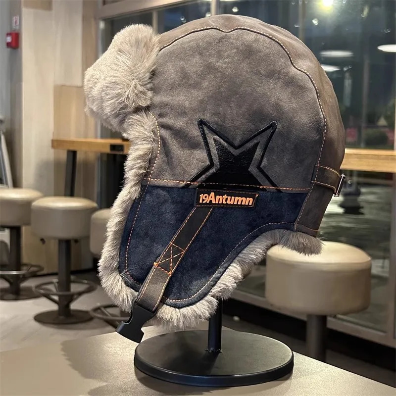 Autumn Winter Half Star Thicken Faux Fur Earflap Hat Ushanka Bomber Women Men Ski Ride Travel Casual Warm Cap 250929