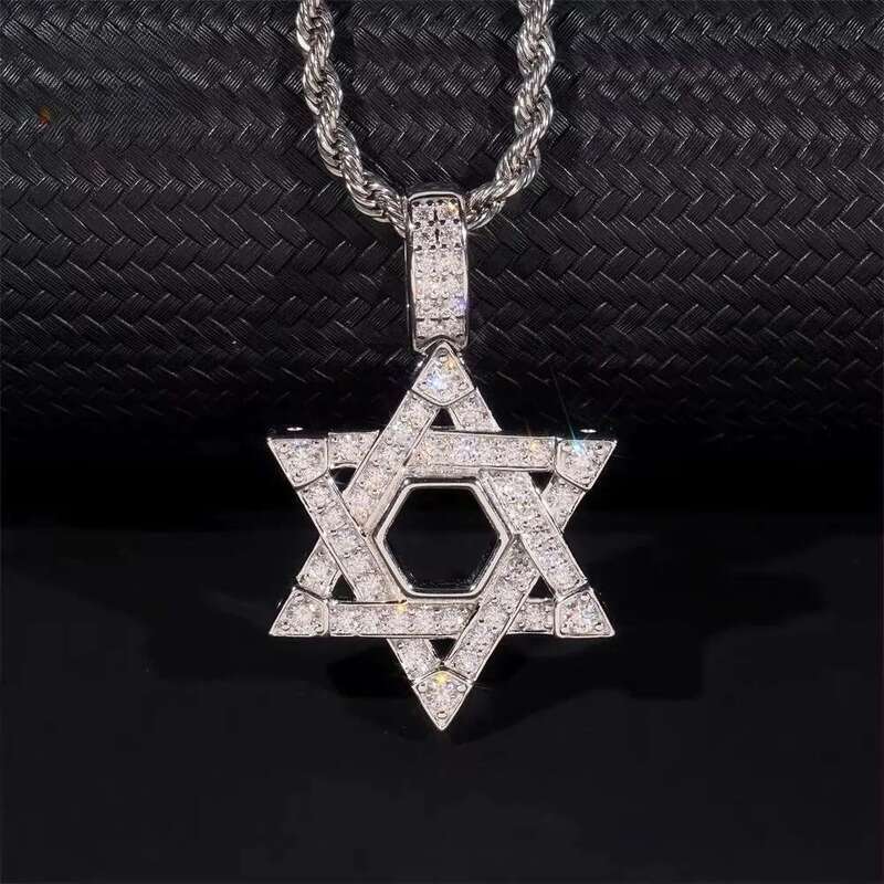 GRA Certificate Pentagram Custom Iced Out Hip Hop Jewelry Sier VVS Moissanite Dia Charm Pendant