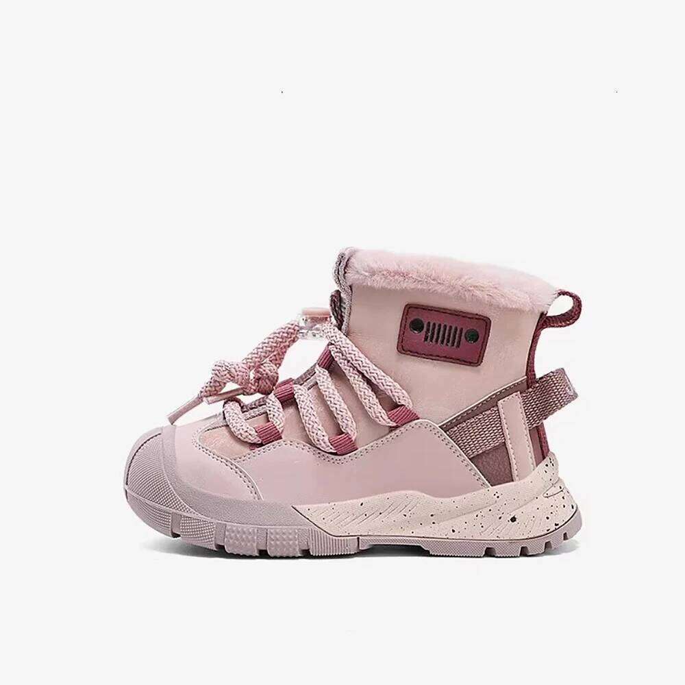 PU Leather Children's Snow 2025 Trend Fashion Kid's Plush Boots Winter Faux Fur Teenager Boy's Gril's Warm Cotton Shoes