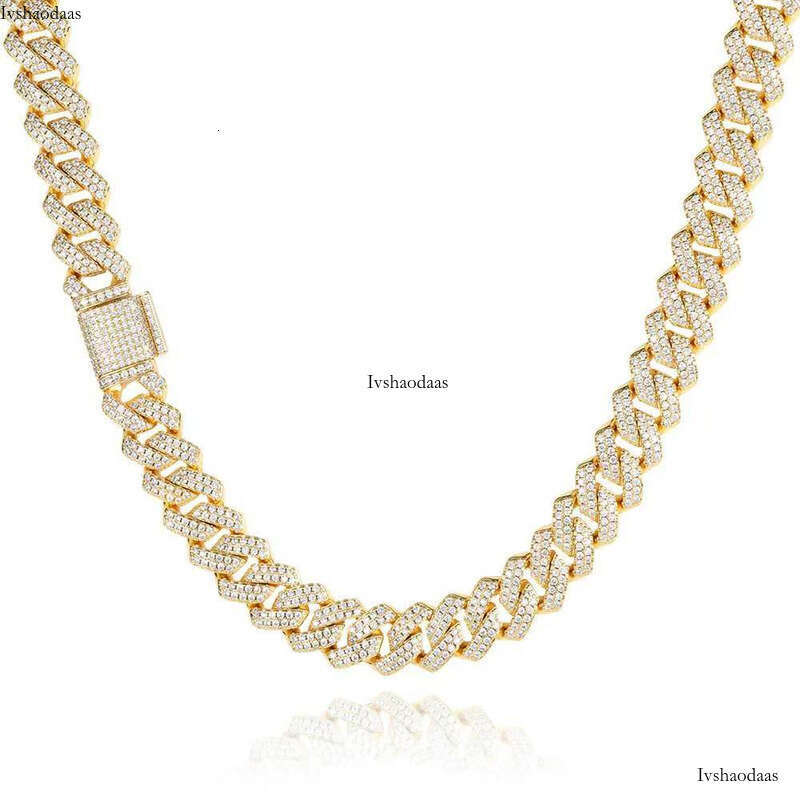 2023 Hot Selling Competitive Price Moissanite Real Miami Cuban Link Prong Chain Iced Hi