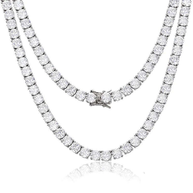 Necklace Moissanite Boutique jewelry 3mm 5mm sier VVS moissanite dia Cluster tennis chain mens and womens necklaces Free Shipping