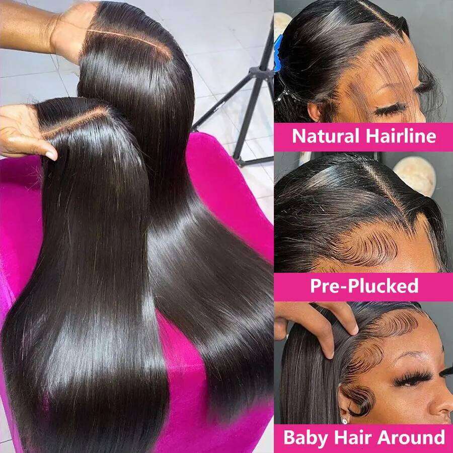180 Density 13X4 13X6 360 4X4 Transparent Bone Straight Lace Front Human Hair Brazilian Frontal Wigs For Black Women Xiusiyuan2510