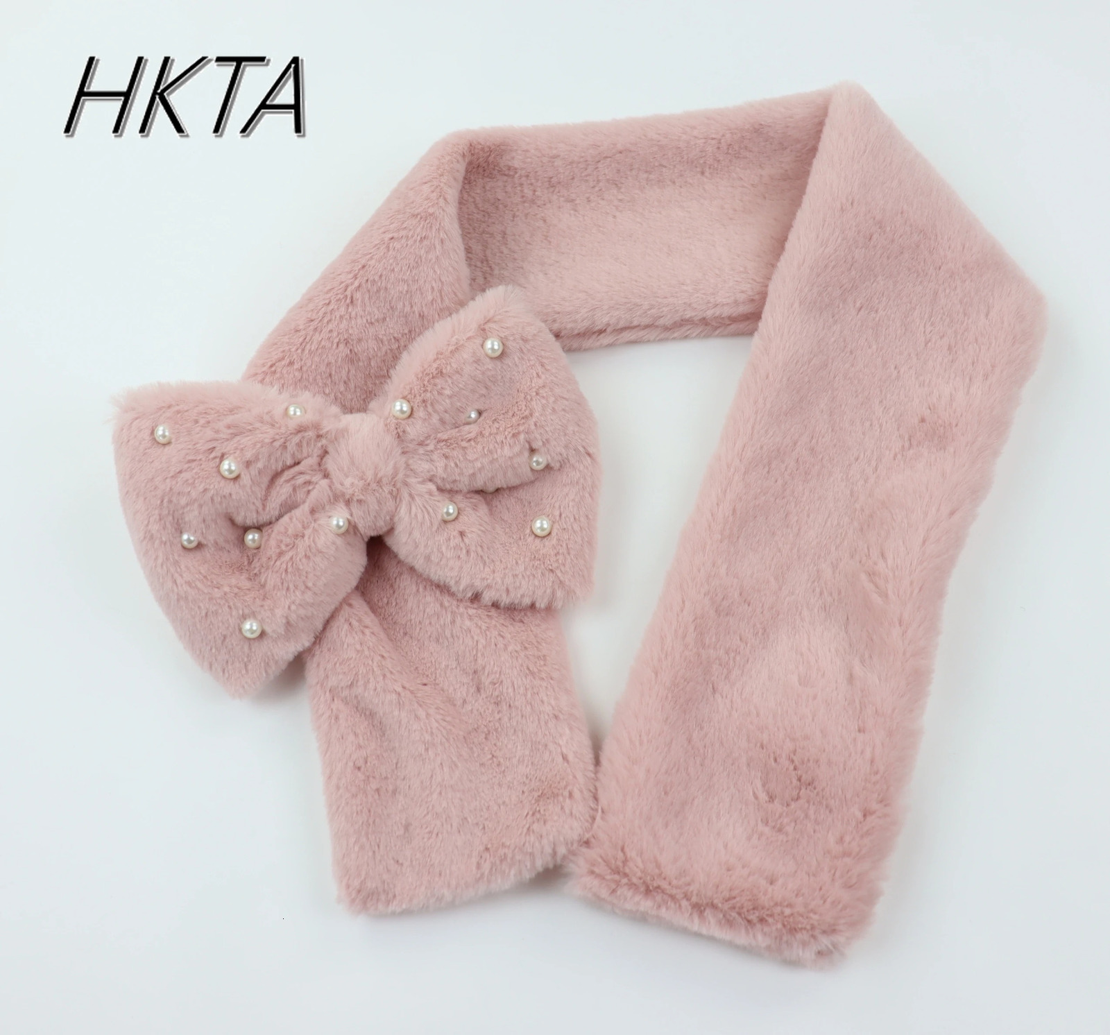 Japanese Original Bow Scarf Nail Bead Plush Rabbit Fur Scarf Cute Early Winter Thermal Scarf 250929