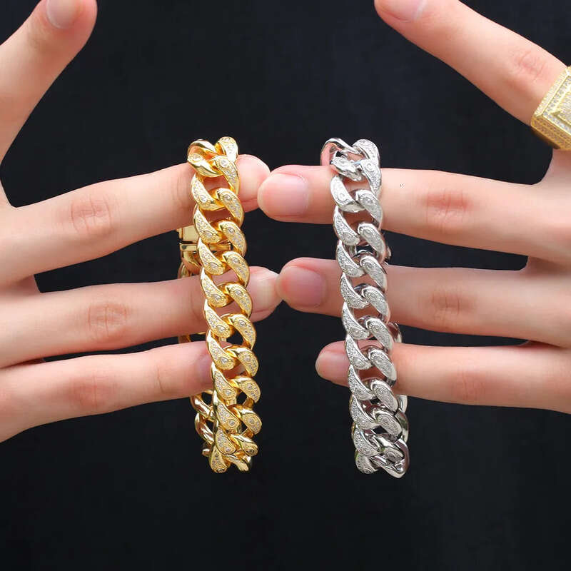 High Quality Iced Out Cuban Link Necklace Bracelets Mens Hip Hop Gold Chain Necklaces Jewelry 15mm