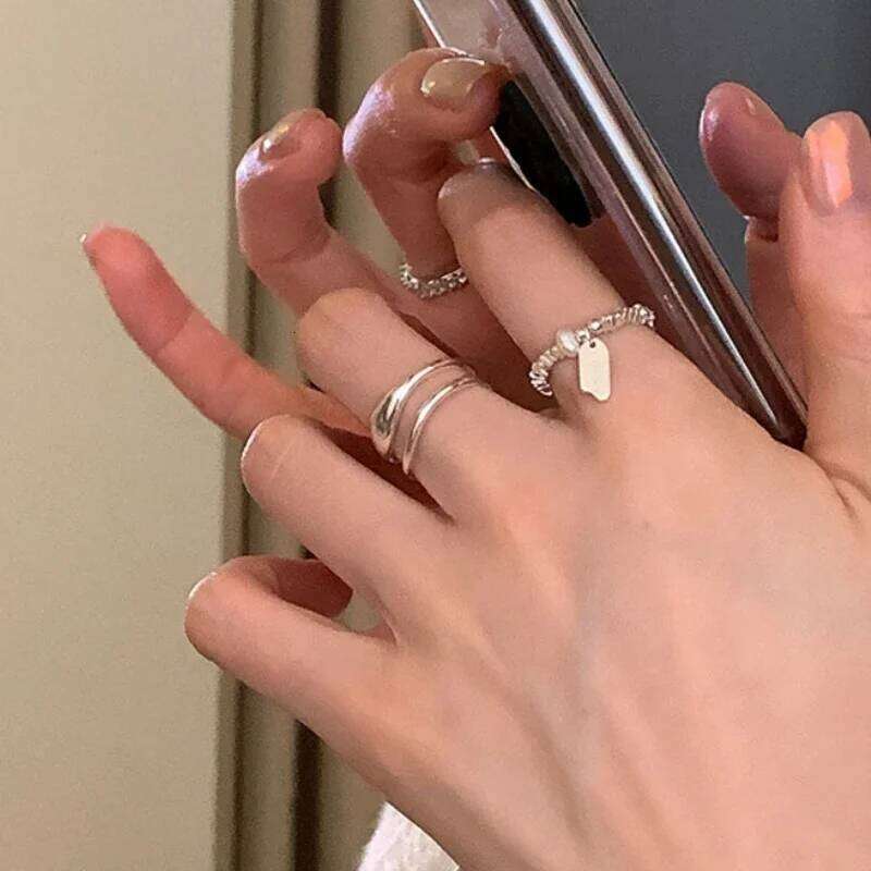 Sier Broken Adjustable Vintage Jewelry Layered Women Ring Girl Fashion Accessories Party Birthday Gift Trendy