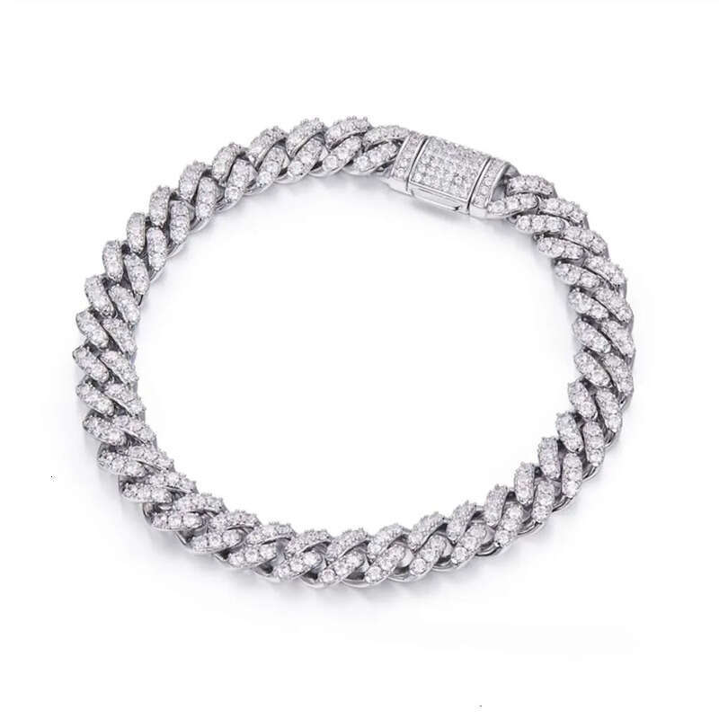 8mm Necklace k Cuban Mossinate Dia Vvs Moissanite Chain Hip Hop Iced Fine Jewelry Sterg Sier