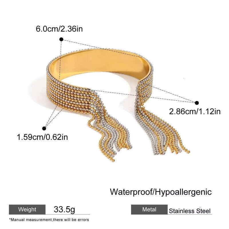 2025 Designer Gold Plated Stainless Steel Two Tone Chain Tassel Bracelet Adjustable Ring Set Stylish Jewelry for Gift