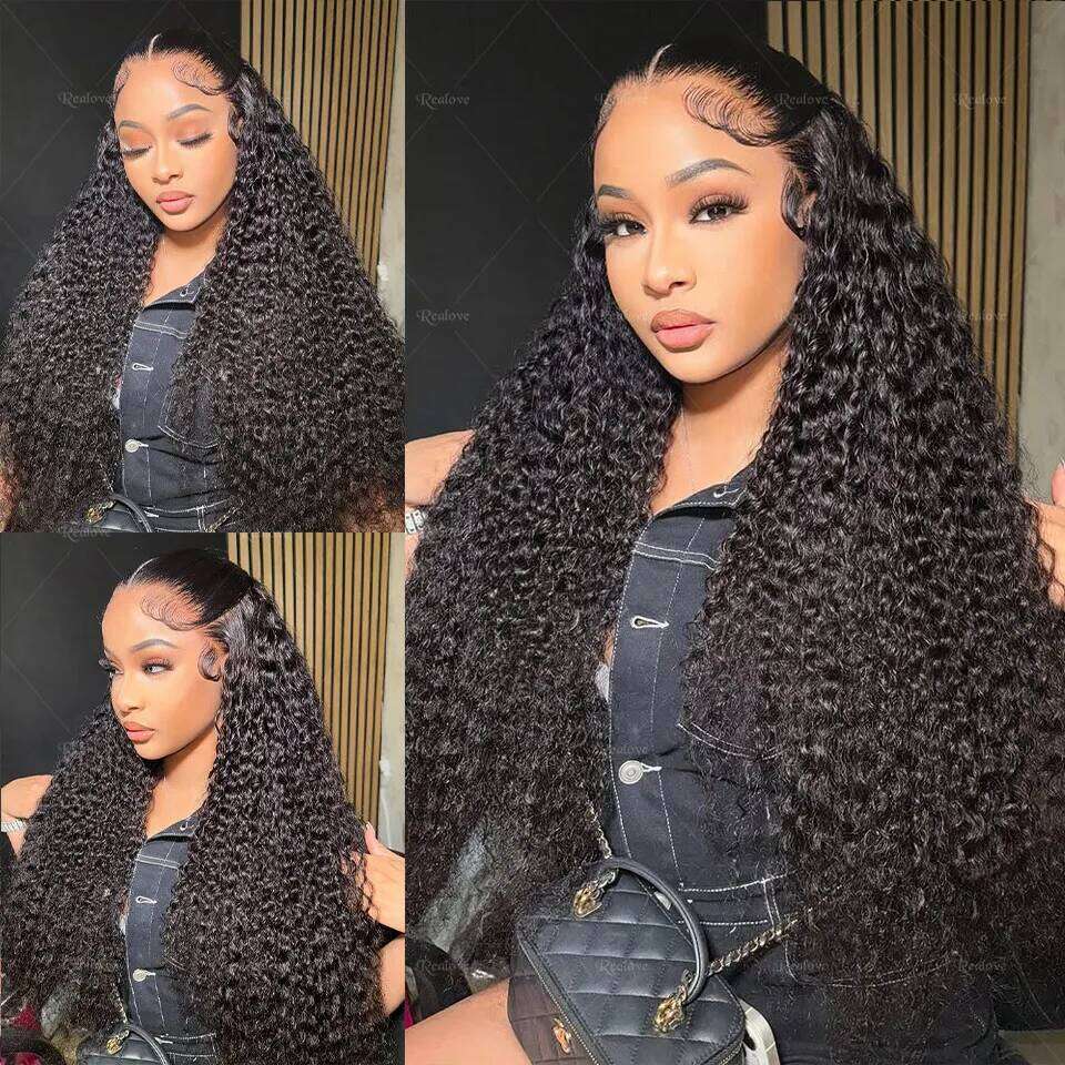 38 40Inch 15A Raw 250% Deep Curly Human Hair 13X4 HD Frontal Wig Full Cuticle Water Wave Lace Front Glueless Wigs Xiusiyuan2510