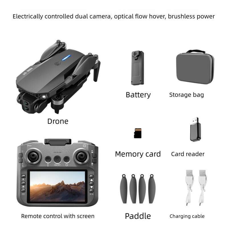 E GT Drone With Large Screen ESC Dual Camera HD Aerial Photography Optical Flow Long Endurance Remote Control Aircraft Toy