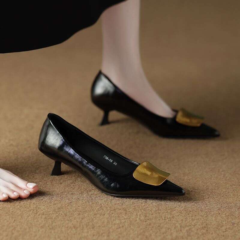 2025 New Soft Leather heelegant French Style Slip-On Pointed Designer Shoe Toe Shallow Mouth Stunning Comfortable High heel Commuter Shoes