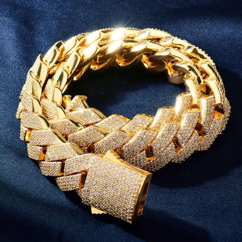 Hip Hop 20mm Dia Cuban Spring Clasp Necklace Personality Copper Inlaid Zircon Multiple Sizes Accessories Jewelry Bulk goods wholesale