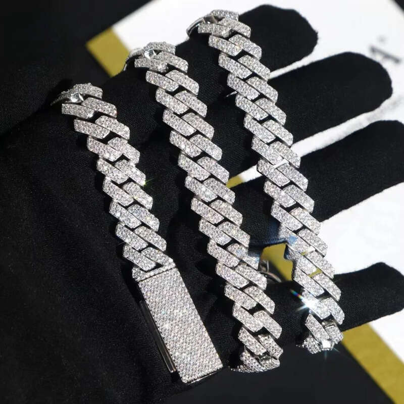 Moissanite Top Quality Iced Out 20mm Vvs Dia Cuban Link Chain Miami Hip Hop 10k Gold / Lab Grown Dias Free door-to-door delivery