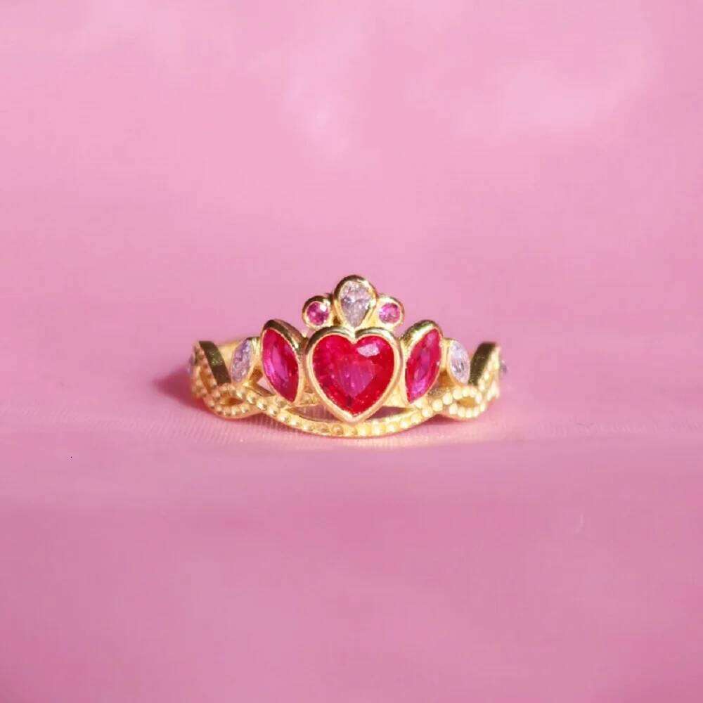 Princess Crown For Woman Girl Engagement Party Jewelry Accessories School Blair Tiara Plated Gold Adjustable Ring Gift New