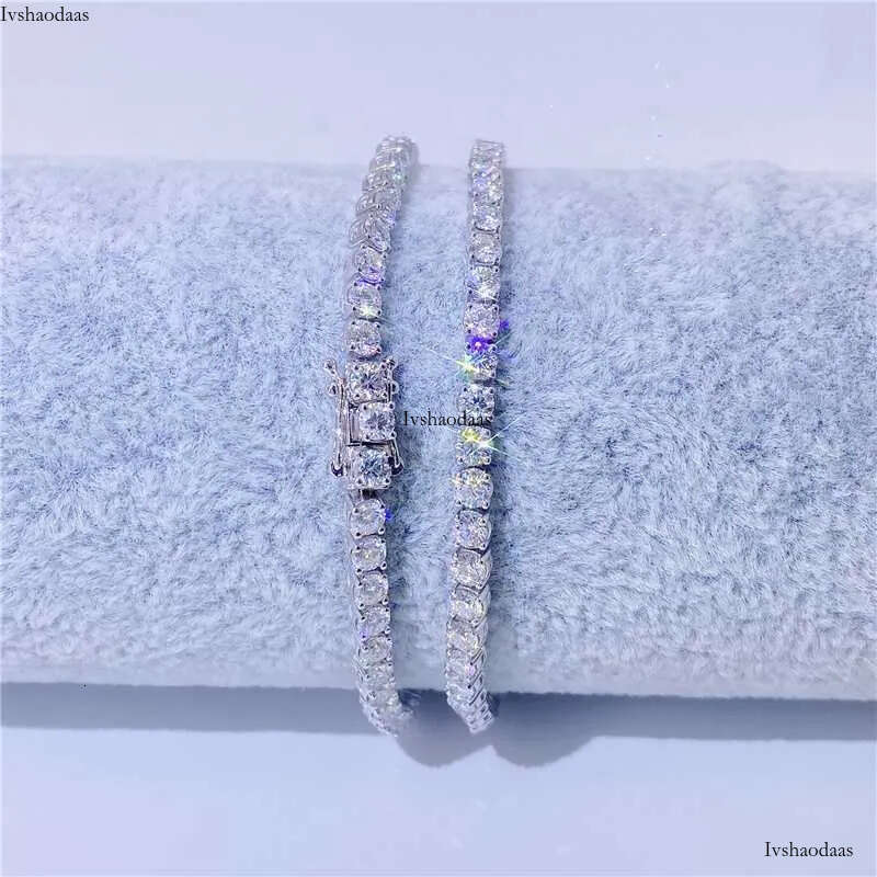 4mm Width Pass Tester Dia Hip Hop Bling Jewelry Sterling Sier Vv Moissanite Tennis Chain Necklace Bracelet