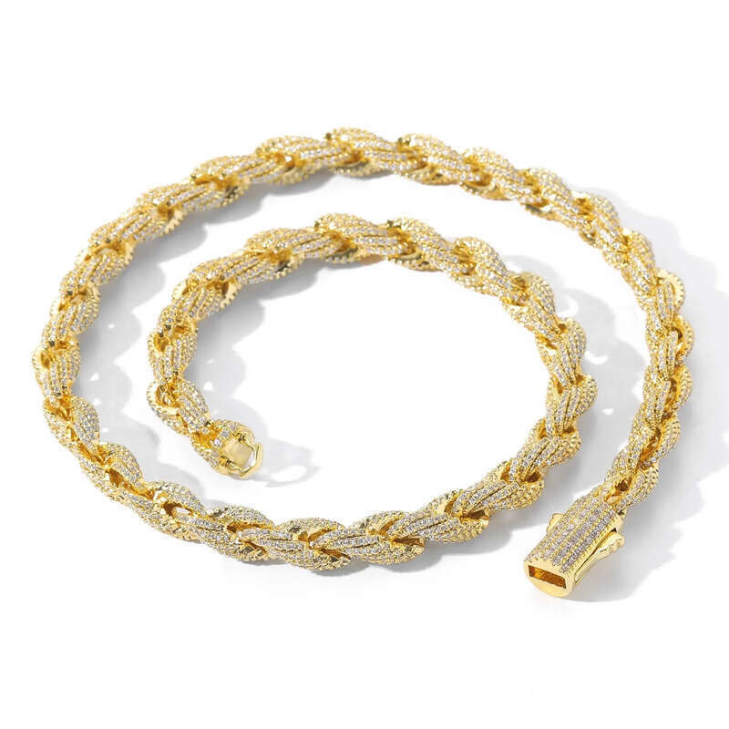 Passed GRA test Dia Moissanite Miami 8mm Twist Rope Chain Full Zircon Cuban Necklace Trendy Rap Hip Hop Bracelet