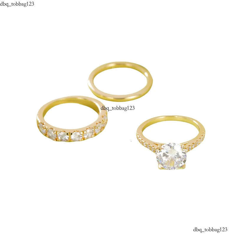 3PCS Wedding Rings Elegant Vintage Jewelry 10KT Gold Fill Round Cut White Cubic Zircon CZ Dia Gemstones Party Eternity Women Bridal Ring Set Gift