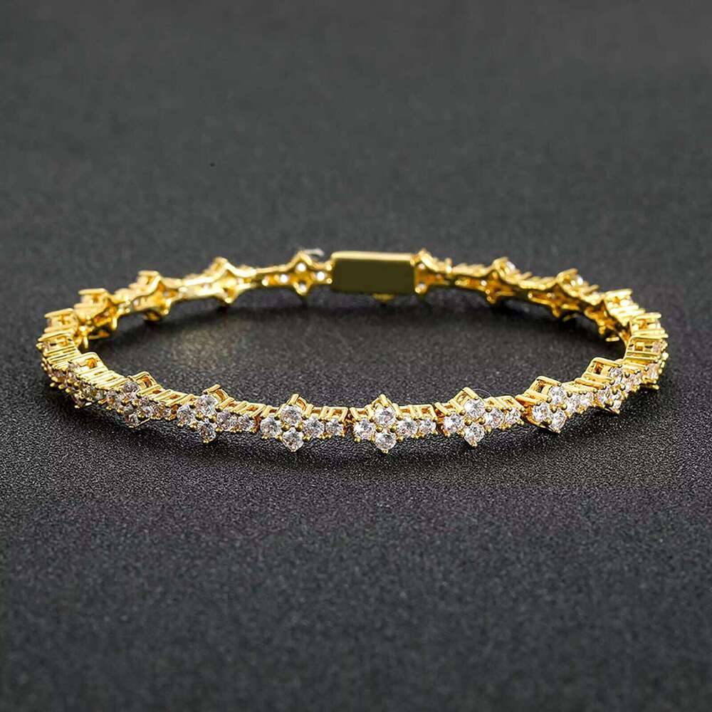 Plum Blossom Tennis Chain Men's Spring Hip-Hop Bracelet with moissanite chain Fashion Accessories