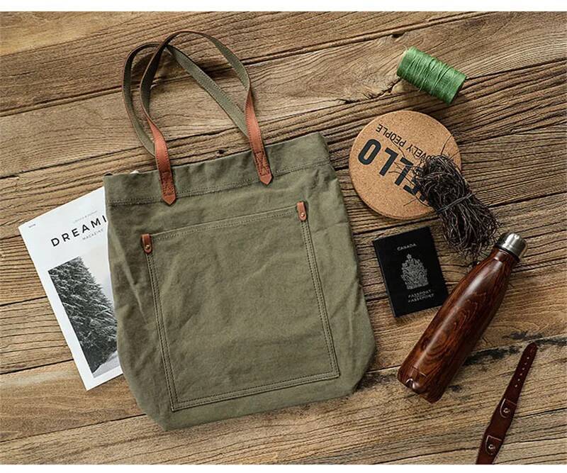 Vintage canvas genuine leather men's tote outdoor work laptop Crossbody shoulder bag travel large capacity handbag high-quality