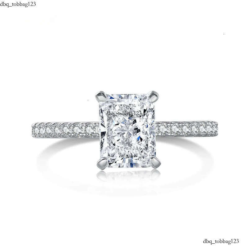 Dylam Top Picked S Sier Women Rhodium Plated Clear Pink Dia Radiant Cut 8A Zirconia Eternity Promise Ring