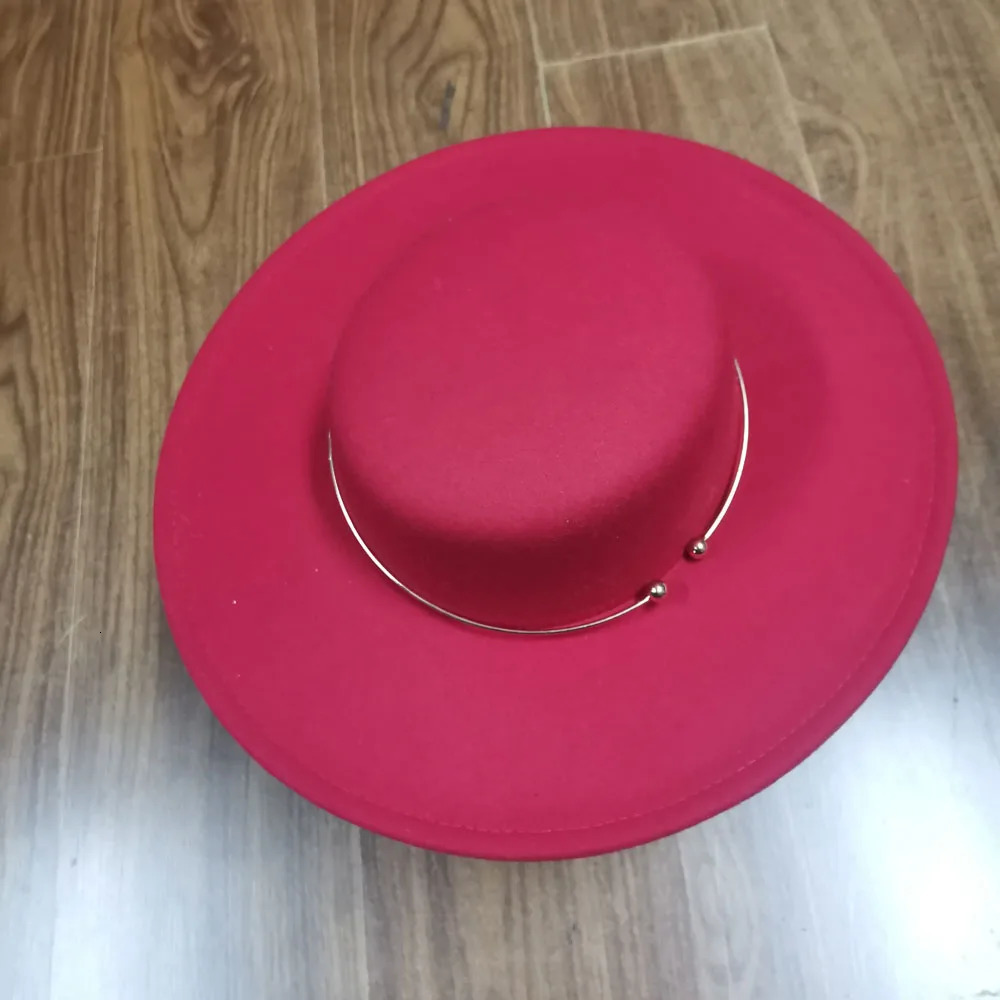 QBHAT Flat Top Fedora Hats for Women Vintage Top Hat Wide Brim Sun Protection Hats Church Dresses Party Wedding Fedoras Cap 250930