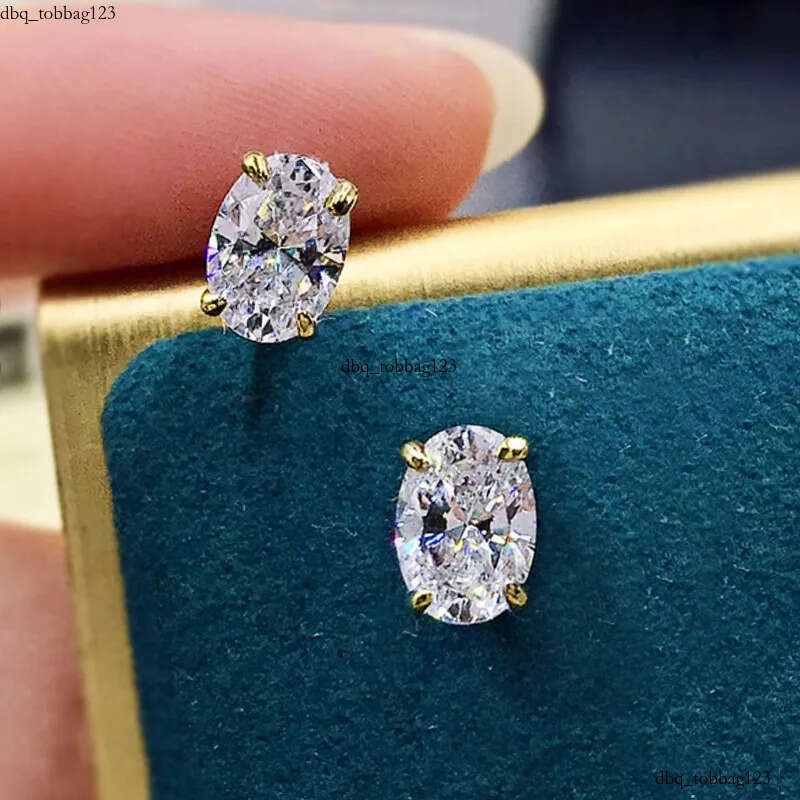 Choucong Drop Ship Top Sell Stud Earrings Moissanite Solitaire Simple Fashion Jewelry Sterling Sier Gold Fill Women Wedding Oval Dia Earring Gift