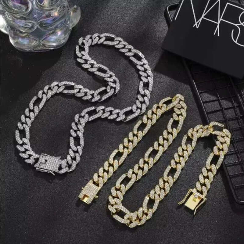 DHgate Iced Out Cuban Link Chain for Men Women Hip Hop Bling Rhinestone Choker Necklace Adjustable Fashion Jewelry Sier Color 1 Piece 18mm Width