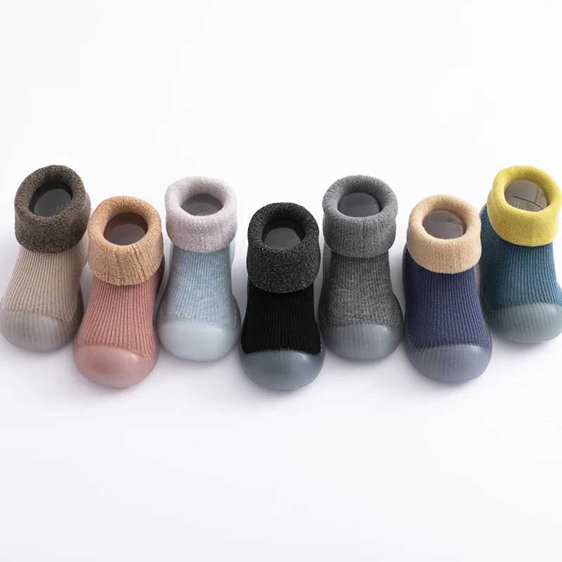 Baby Winter Warm Fluffy Long Sock Shoes Toddler Boys Girls Soft Rubber First Walkers 6M3T Children Indoor Antislip Floor ShoesJ250930