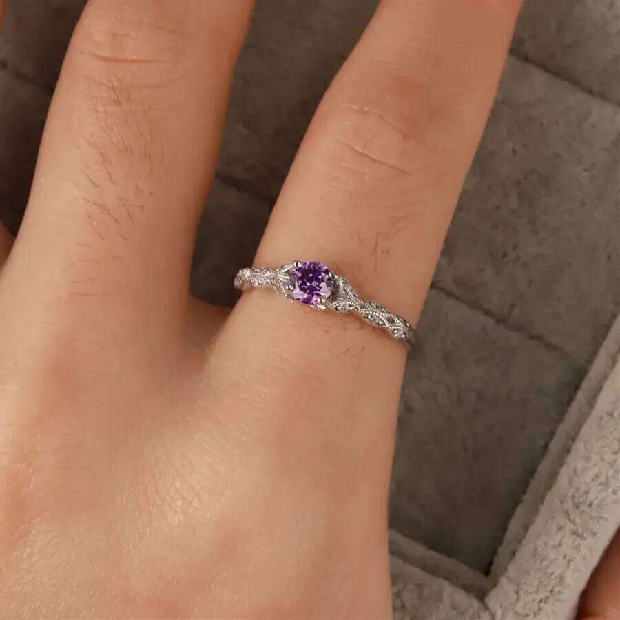 Autumn Winter New Light Style Amethyst Zirconia Women's in Europe and America Simple Fashion Gem Ring