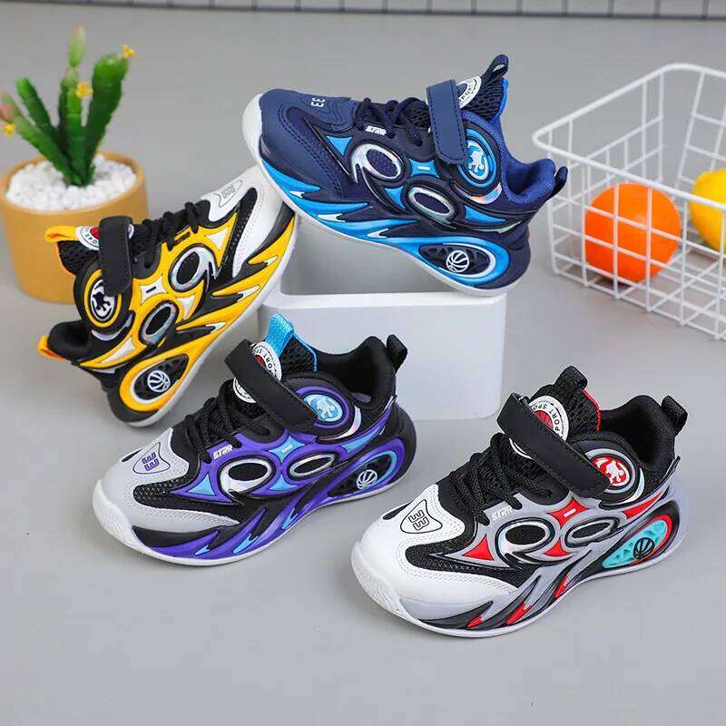 2025 New Kids Sneakers Breathable Mesh Lightweight Soft Sole Comfortable Boys Basketball Girls Running Shoes