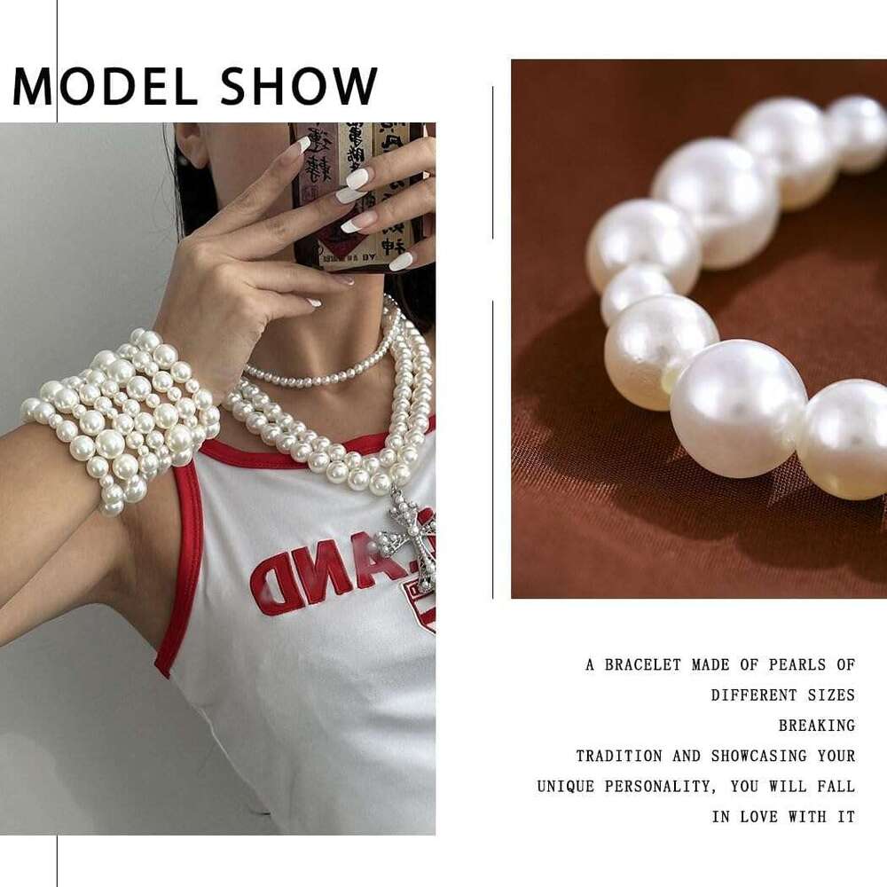 Bracelets for Women White Stretch Pearl Bangles Stacked Wedding Pearls Bracelet