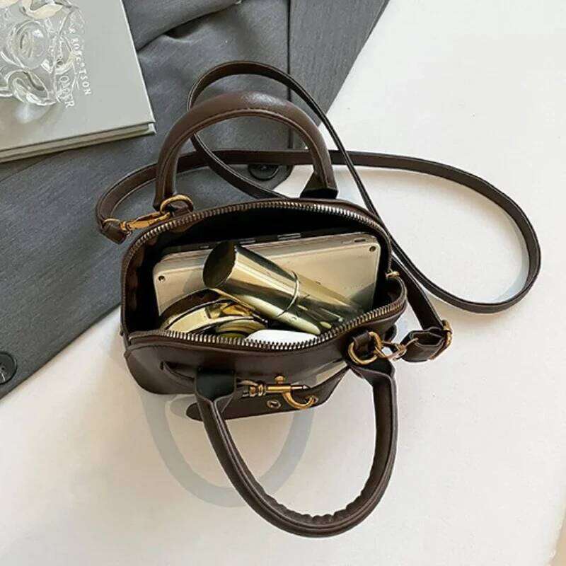 Small Size Top-handle Bags For Women Belt Buckle Design Mini Shoulder Cross Body Shell Bag Designer Purses And Handbags