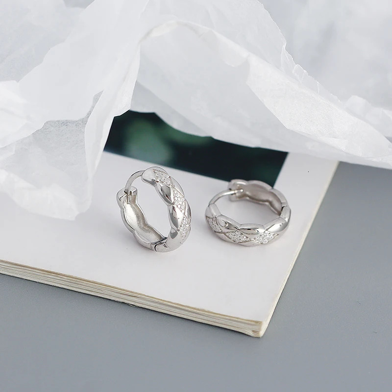 WOOZU Real 925 Sterling Silver Vintage Simple Round Ear Bone Hoop Earrings for Women Statement Elegant Fine 18k Gold Jewelry ins 250930