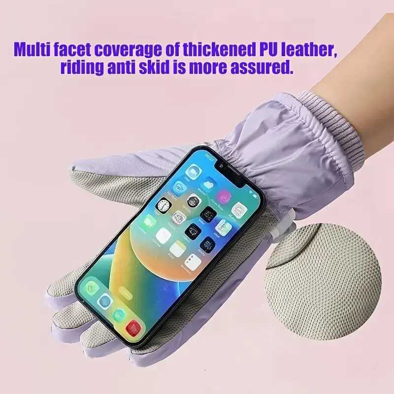 Winter Snowboard Ski Gloves for Women PU Leather NonSlip Touch Screen Waterproof Warm Fleece Motorcycle Cycling Riding Gloves Z250925