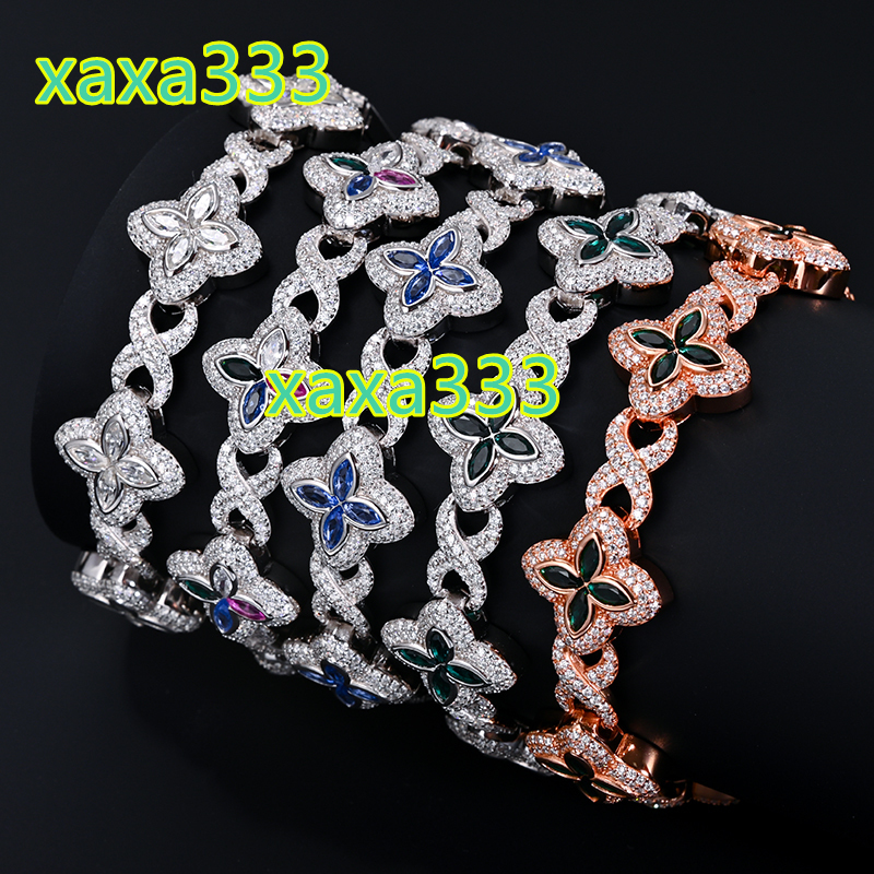 Hot Selling Men Popular 18mm 925 Sterling Silver Iced Out Hip Hop Infinity Clover Moissanite Cuban Bracelet Moissanite Necklace