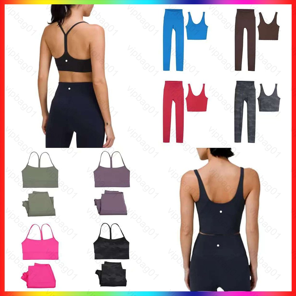 Yogawomen Sets Women Workout Yoga Sets sport bras and pants Y-shape U-shape Bra Fitness High Waist Align Leggings Running Sports Clothes 2 Pieces set