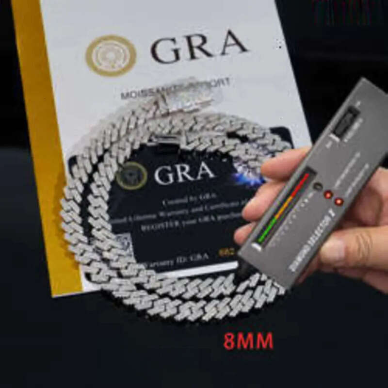 Iced out vvs 2 rows miami gold necklace sterg sier dia moissanite cuban k chain