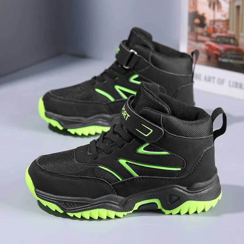 New Boys' Sports Non-slip School Children's Leather Breathable Running Black Fashion Hiking Shoes Sneaker Size 29-40
