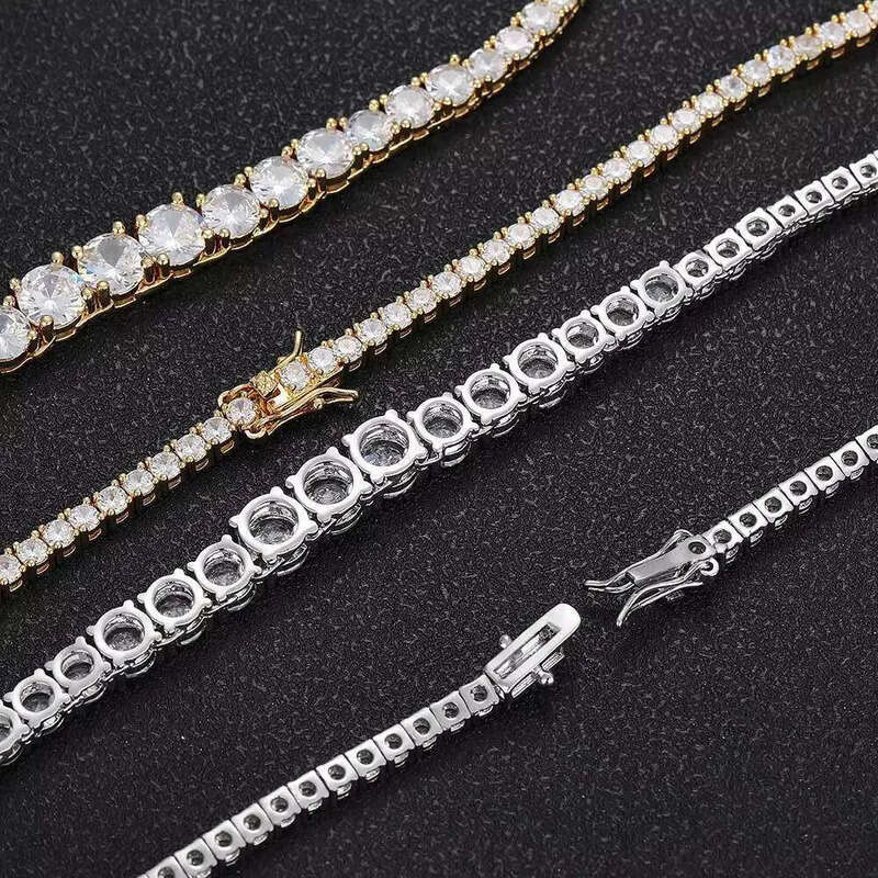 Hip Hop Sterling Sier Moissanite Dia Tennis Cuba Chain Necklace Bracelet