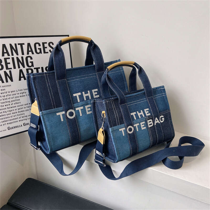 designer bag Luxury bag Canvas Women's Large Capacity Tote Casual Patchwork Single Shoulder Handbag Crossbody Denim Bag