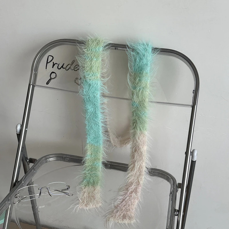 Luochi Knitting Fluffy Long Thin and N Scarf for Womens Mink Autumn Versatile Knitted Soft Waxy Scarf 250929