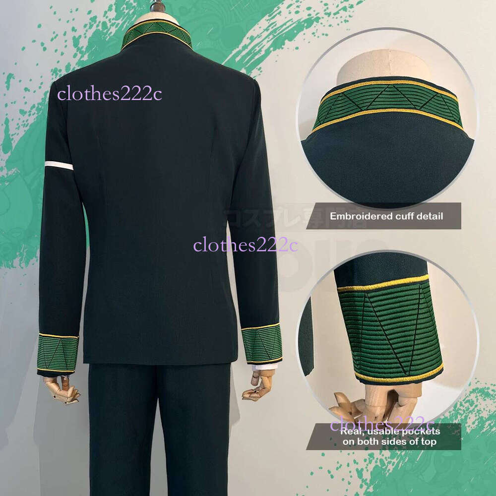 HOLOUN Wind Breaker Anime Akihiko Nirei Cosplay Costume Wig School Uniform Green Jacket Pants White Shirt Cos Convention