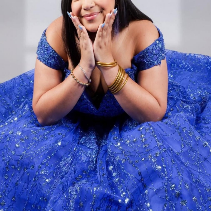 Royal Blue Shiny Quinceanera Dresses Off The Shoulder Sequin Applique Lace Beading Crystal Tull Party Birthday Sweet 16 Dress Vestidos 15 De Anos