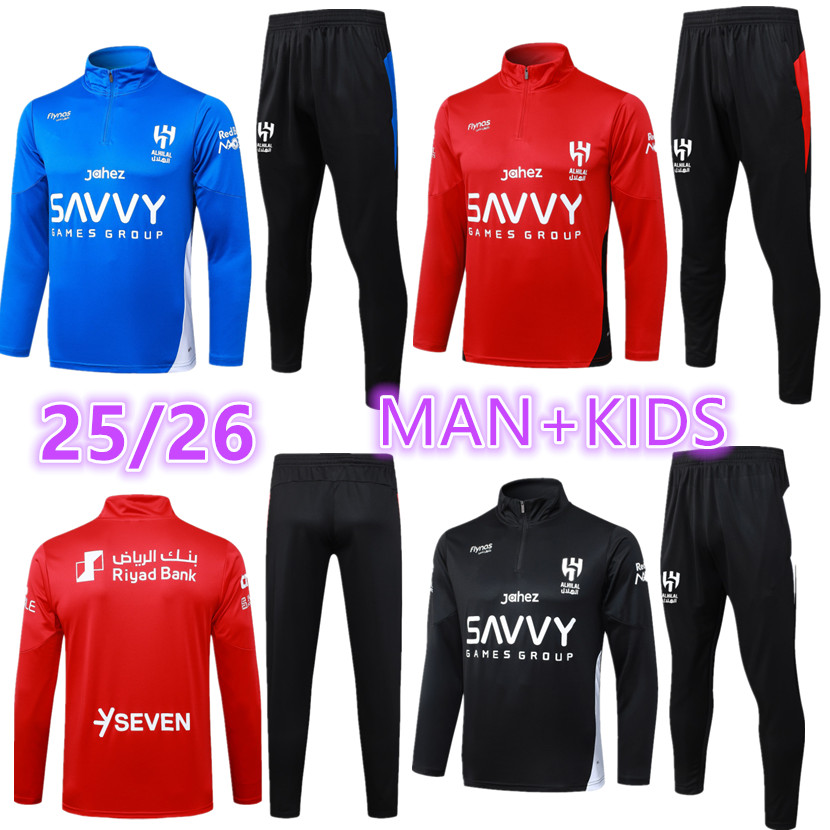 25 26 Al-Nassr FC Riyadh Crescent Tracksuit Hilal RONALDO NEYMAR JR KANTE 2025 2026 Ittihad Al-Nassr SFC Tracksuit Mens Kids KITS Long sleeves training suit