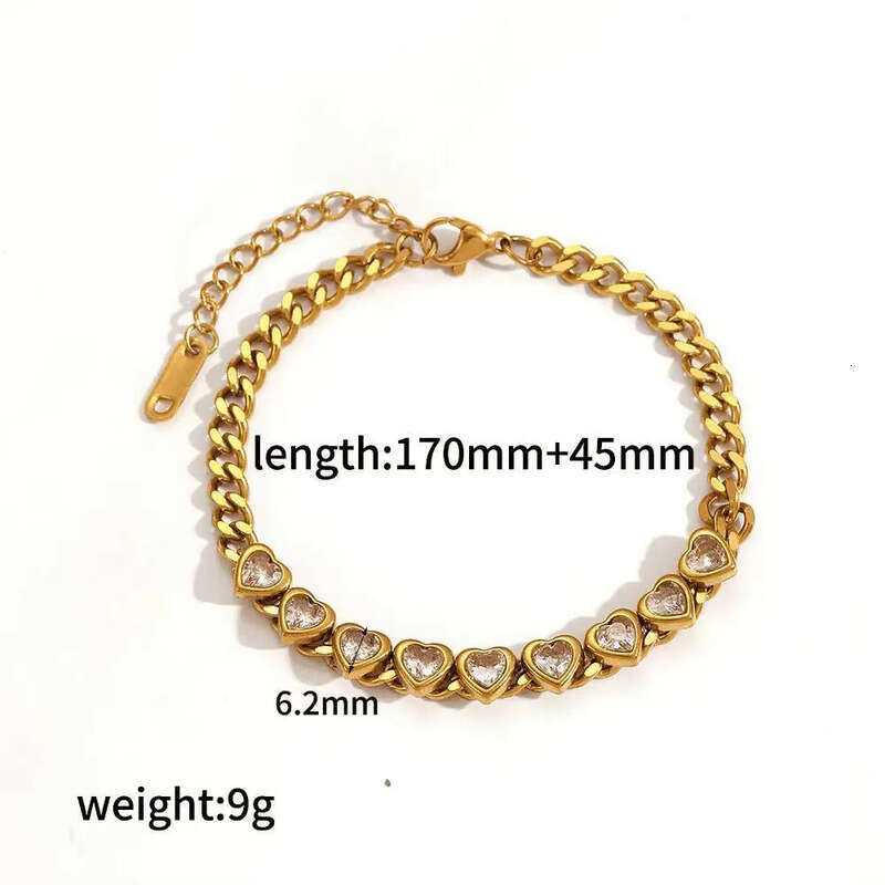 NK Chain Dia-encrusted Stainless Steel a Fashionable and High-end Heart-shaped Bracelet for Women