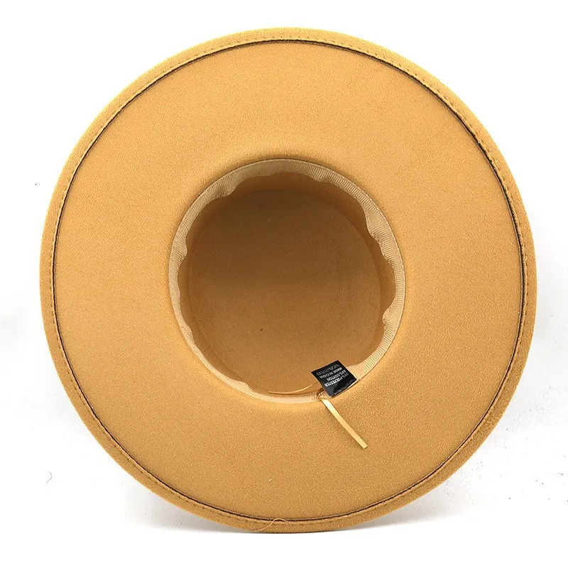 French Socialite Style Pearl Chain White Flat Top Fedora Hats for Women Autumn Spring Big Brim Boater Top Hat for Party Wedding 250930